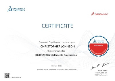 Solidworks CSWP-WD Certificate